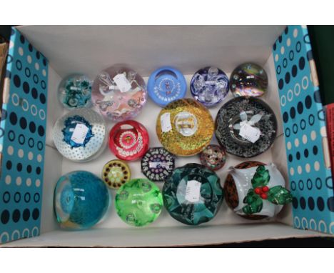 Small collection of late 20th Century decorative glass paperweights, majority Caithness, including some limited edition examp