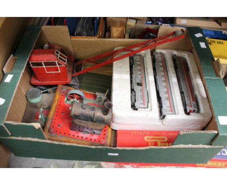 Hornby train set, Lima train set, Jouef train set, all A/F, along with Triang crane and steam engine