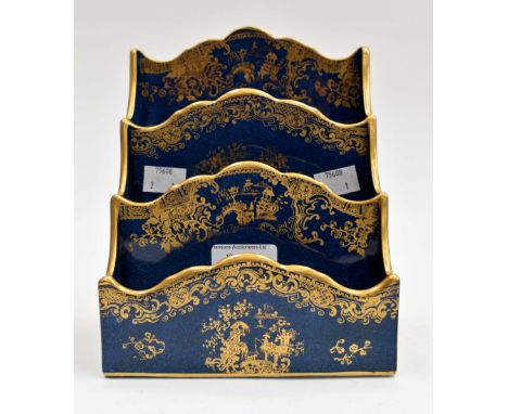 19th Century ceramic Spode Copeland tiered letter rack with gilt Japanese detail