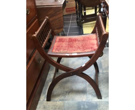 Mid 20th century folding piano stool.