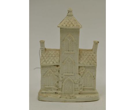 A 19th Century Cream ware model of a Gothic cottage