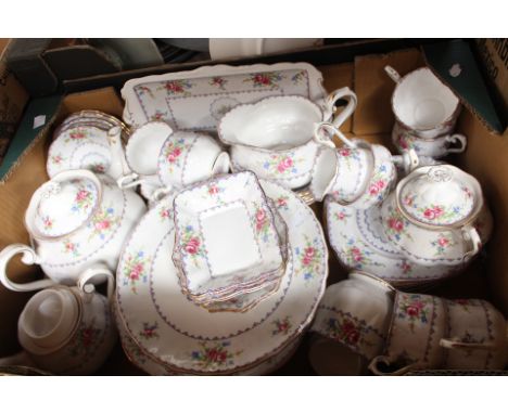 Royal Albert 'Petit Point' pattern tea service with cake stand, sandwich plate, teapot, fruit bowls, hors d'oevres dishes, ja