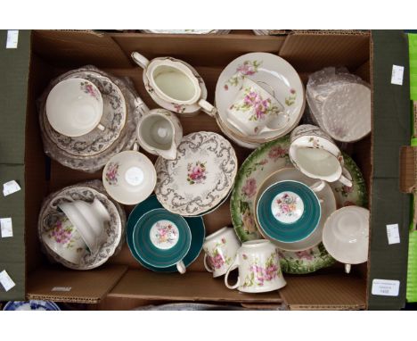 Royal Crown Derby grey scroll circa 1950's including sugar bowl, milk jug, tea cups and saucers, side plates, Grosvenor tea c