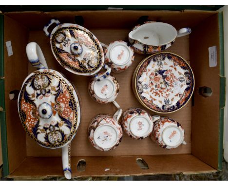 An early 19th Century Crown Derby 383 Imari pattern four piece tea service, including tea service, including teapot, sugar ba