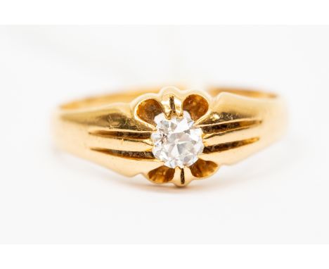 A diamond gents ring, the old cut diamond approx 0.25ct claw set in 18ct gold, size V1/2, total gross weight approx  6gms