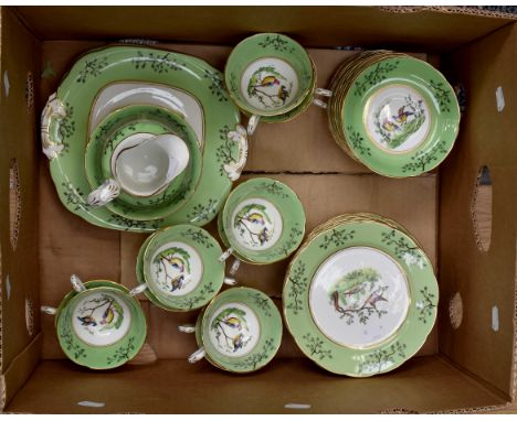 A Staffordshire china tea service, Oriental Birds, possibly Minton 19th Century 39 pieces
