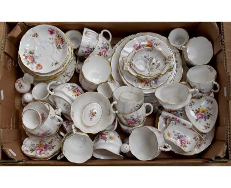 Royal Crown Derby tea service 30 pieces, plus Coalport pill box, Royal Crown Derby Posies ceramic plates 17, cups, and saucer