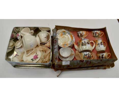 Biltons English children's part teaset, with rose pattern, four tea cups, saucers, teapot, milk jug, sugar bowl and Bavarian 