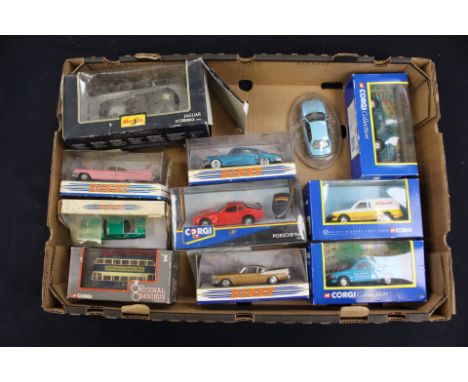 A box of boxed diecast vehicles; Dinky and Corgi included 