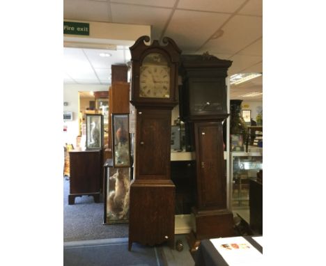 George III longcase clock, arch dial, painted dial, Thompson and Darlington