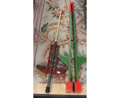 Pair of vintage stilts and pogo stick