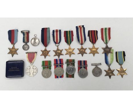 A selection of WW2 British medals, plus various other medals.To include: Atlantic star, 2 x 1939-45 stars, Pacific Star, Burm