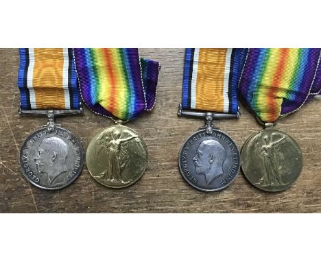 Two British WW1 1914-1918 War Medal &amp;&nbsp;Victory Medal pairs to 30660 Pte H.Chadwick of the Welsh Regiment &amp;&nbsp;0