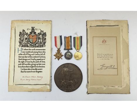 WW1 trio casualty group awarded to 536146 Pte  E.A.P. Austing, Royal Army Medical Corps.To include the 1914/15 star, BWM, and