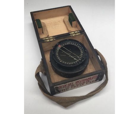 WW2 era type P8 flight compass, used in British aircraft such as the Spitfire, Hurricane and Mosquito.Black painted metal cas