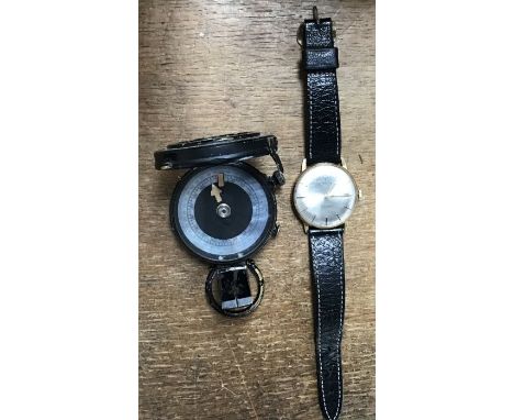 British Mk IX 1938 Military Prismatic Compass by J.M Glauser of London. With a 1960’s Invicta 17jewel Incabloc men’s wristwat