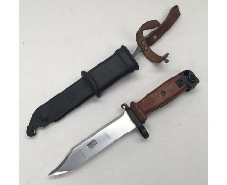 AKM transitional bayonet, comprising of an AKM type II bayonet and a type I scabbard (the scabbard having the rubber insulato