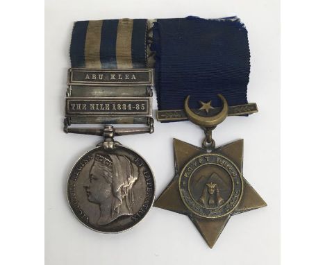 A rare 1882-89 Egyptian campaign medal pair, awarded to 7123 Pte G. Richardson 3rd Grenadier Guards.To include: the Egypt Med