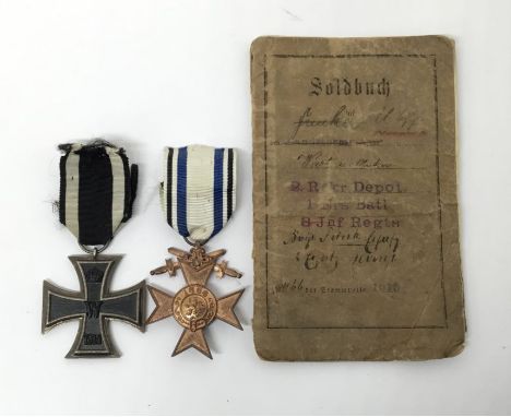 WW1 German medal group.To include: an Iron Cross 2nd class, maker marked S-W to the suspension ring (Sy Wagner, Berlin), a Ba