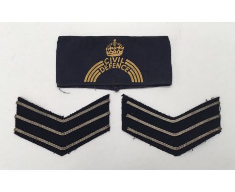 A WW2 era Civil Defence armband, believed to have been originally worn by Ernest Baker, later L/Cpl Baker Royal Engineers.Dar