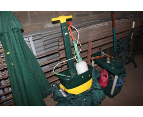 A plastic tool stand; various tools etc