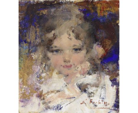 Nikolai Fechin (Russian, 1881-1955)Portrait of artist's daughther Eya signed 'N.Fechin' (lower right)oil on canvas laid to bo