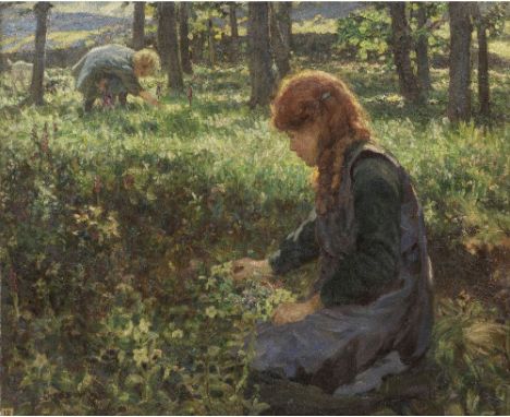 Frederick Stead (British, 1863-1940)Flower picking signed 'FRED STEAD' (lower left)oil on canvas63.5 x 76.2cm (25 x 30in).Foo