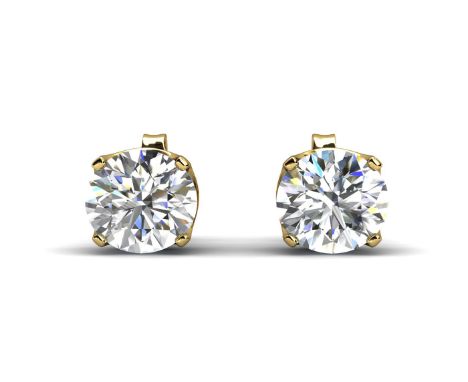 Two dazzling round brilliant cut diamonds set in a classic four claw stud earrings.  The lot is supplied with the original ce