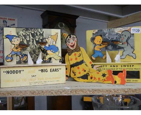 2 Charity collecting boxes being Noddy &amp; Big Ears and Sooty &amp; Sweep together with a paper 'Marionette'.
