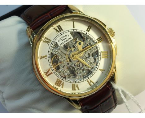 A Rotary automatic skeleton watch with original box and paperwork. In excellent condition.