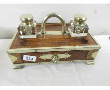 An early 20th century inkstand (one inkwell lid a/f).