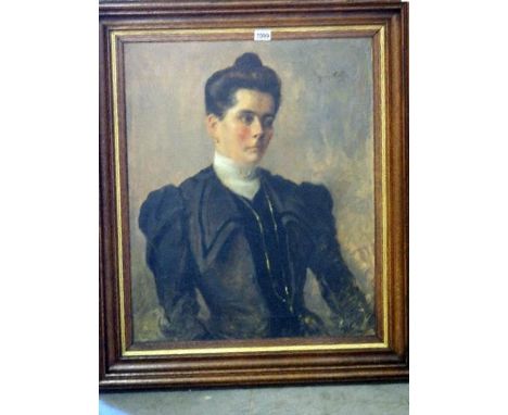 A Georges Villain (Paris 1854 - 1930) oil on canvas portrait painting "The Irish Governess", signed and dated '05 together wi