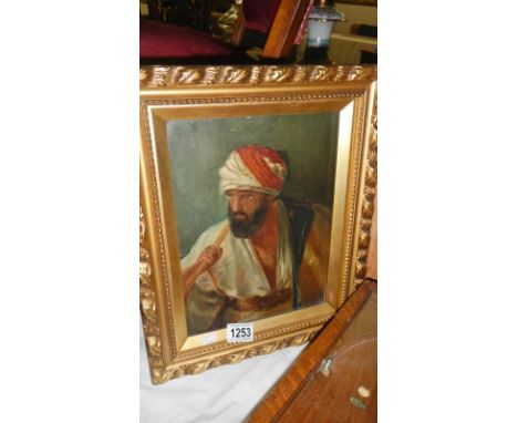 Oil on canvas portrait of an Arab