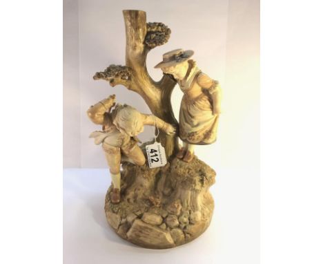 A Royal Worcester figure group (originally a candelabra but missing top).