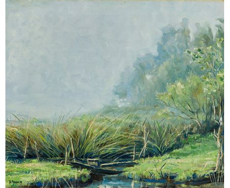 Dongen, Jean van (Holland 1883-1970) Diesiger Tag  Kleiner Wasserlauf und Gräser. Sign. u. dat. (19)53. Lwd. (rechts oben kl.
