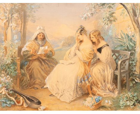 Richter, Henry James  (London 1772-1857) Die freudige Nachricht  Sign. u. dat. 1830. Aquarell mit Deckweiß auf dünnem Karton,