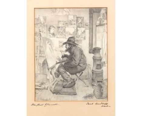 Andorff, Paul  (Weimar, Frankfurt/M. 1849-1920) "Künstlers Erdenwallen"  Sign. u. dat. (18)73. Betitelt auf Passepartout. Ble