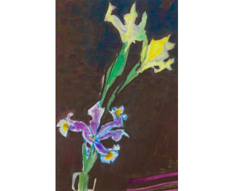 Kowalski, Ludwig Peter (Königshütte, Berlin 1891-1967) Drei Schwertlilien  Vor dunklem Hintergrund. Monogr. u. dat. (19)55. M