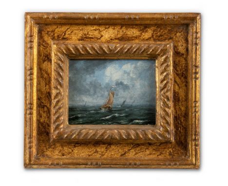 Marinemaler (A. 20. Jh.) Segelboote auf dem Eisselmeer  Unbez. Öl auf Lwd., ehem. auf Karton aufgezogen. Ca. 8,8×11 cm. R.  (