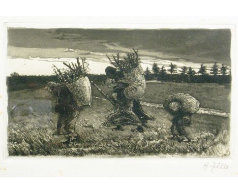 Zille, Heinrich (Radeburg, Berlin 1858-1929) Herbst, 1895  Fünftes Blatt zum Mappenwerk "Zwölf Künstlerdrucke". Radierung und