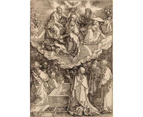 Dürer, Albrecht (Nürnberg 1471-1527) Mariae Himmelfahrt und Krönung  Holzschnitt. Blatt 18 aus der Folge Marienleben. Im Druc