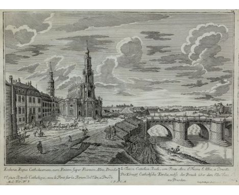 Dresden - zwei Guckkastenbilder  2. H. 18. Jh. Aeusserliches Ansehen des Wilsche Thor, nebst der königl. Bibliothec, zu Dresd
