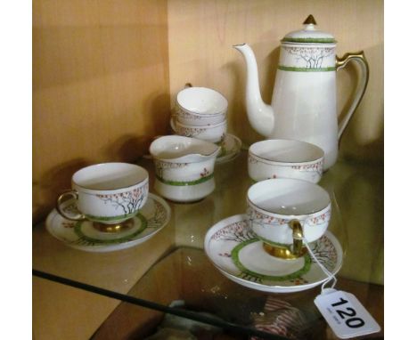 A Savoy china coffee set:- coffee pot (spout a/f), four saucers, four cups (one chipped), sucrier and jug