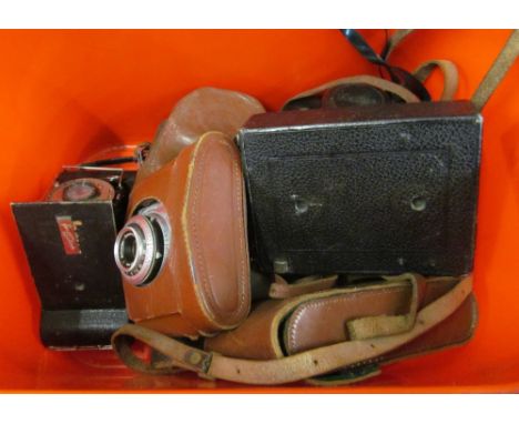 Two Kodak cameras, Solida, Retinette, Iloca, Halina, Ensign and Nelson 225 camera