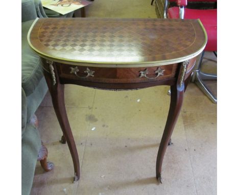 A small French style console table inlaid parquetry top 24.5”w