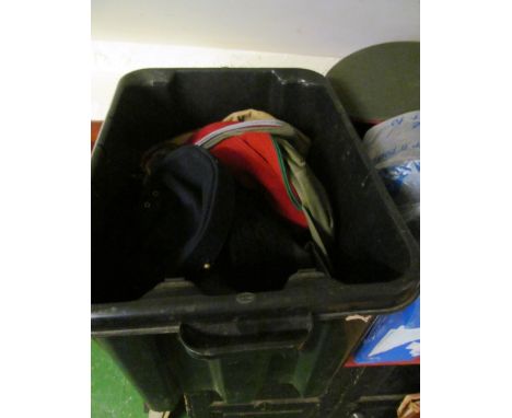 Two boxes of hatsmixture of army, cloth hats all for props and reasonable condition