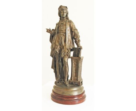 French School. Figure dressed in 17th century attire believed to be the engraver Jacques Callot. Metal sculpture with bronze 