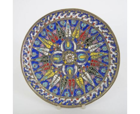 A Turkish Iznik style cloisonne enamelled dish 20th century. W17cm.
Provenance: Dr. Takis K. Evangelides and Mrs Florence Win