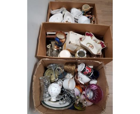 3 BOXES OF MISCELLANEOUS ITEMS INC ROYAL WORCESTER GLASSWARE ETC