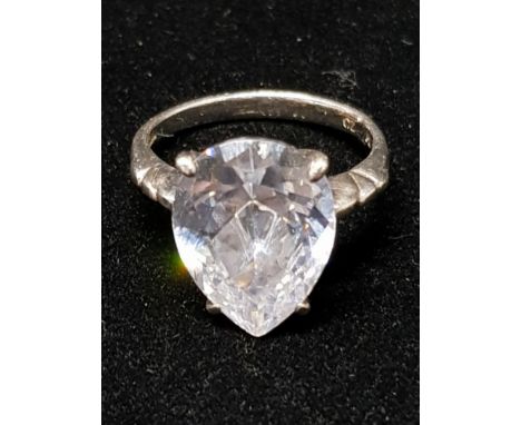 NICE SILVER AND CZ RING SIZE N GROSS WEIGHT 6G